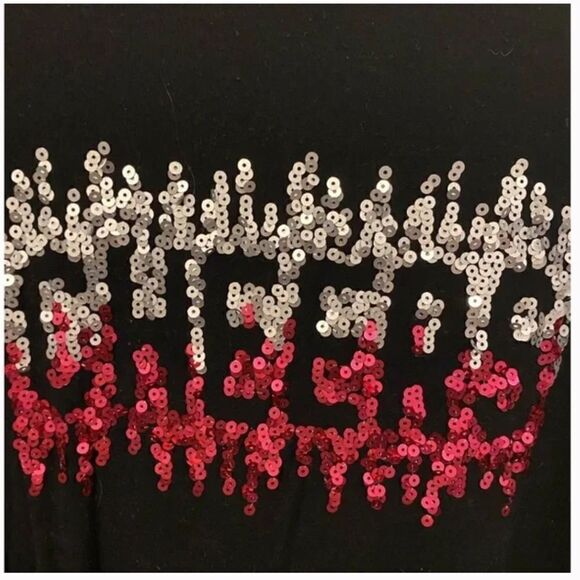 Torrid size 2 Cheers sequin embellished black shirt sleeve t-shirt - Picture 2 of 3